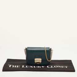 Pre Owned Furla Metropolis Teal Green Leather Mini Chain Crossbody Bag