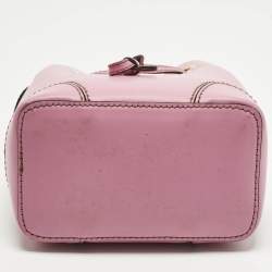 Pre Owned Furla Stacy Drawstring Mini Pink Leather Bucket Bag