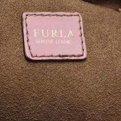 Pre Owned Furla Stacy Drawstring Mini Pink Leather Bucket Bag
