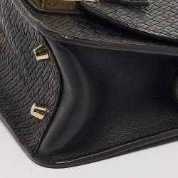 Pre Owned حقيبة كروسبودي فورلا ميتروبوليس صغيرة مضغوطة من الجلد الأسود المنسوج