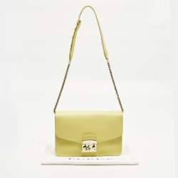 مملوكة مسبقًا Furla Metropolis Yellow Leather Shoulder Bag