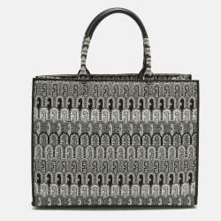مملوكة مسبقًا Furla Opportunity Large Black/Grey Printed Jacquard Fabric Opportunity Tote