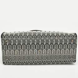 مملوكة مسبقًا حقيبة يد فورلا كبيرة قماش جاكار مطبوع أسود/رمادي حقيبة فرصة