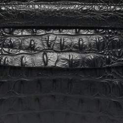 مملوكة مسبقًا حقيبة كلتش فورلا جلد أسود بنقشة التمساح بسحاب