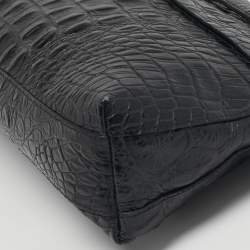 مملوكة مسبقًا حقيبة كلتش فورلا جلد أسود بنقشة التمساح بسحاب