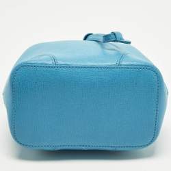 مملوكة مسبقًا Furla Stacy Mini Blue Leather Drawstring Bucket Bag