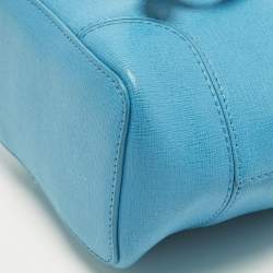 مملوكة مسبقًا Furla Stacy Mini Blue Leather Drawstring Bucket Bag