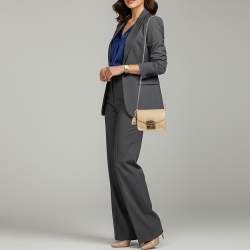 Pre Owned Furla Metropolis Mini Beige Leather Crossbody Bag