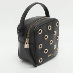 Pre Owned حقيبة كروس فورلا Eyelet جلد سوداء