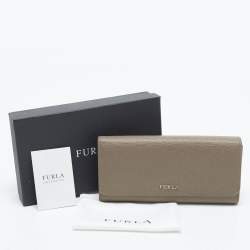 Pre Owned Furla Dark Beige Leather Continental Wallet