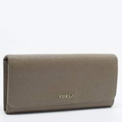 Pre Owned Furla Dark Beige Leather Continental Wallet