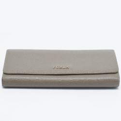 Pre Owned Furla Dark Beige Leather Continental Wallet