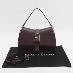 Pre Owned حقيبة كروس فورلا فلو جلد برغندي