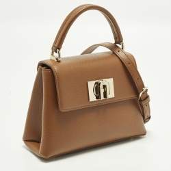 مملوكة مسبقًا Furla 1927 Mini Brown Leather Top Handle Bag