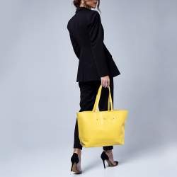Pre Owned Furla Mellisa Yellow Leather Shopper Tote