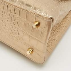 مملوكة مسبقًا Furla 1927 Gold Croc Embossed Leather Top Handle Bag