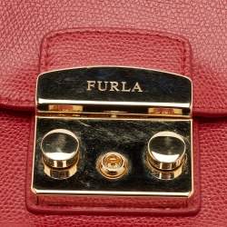 مملوكة مسبقًا Furla Metropolis Mini Red Leather Flap Chain Shoulder Bag