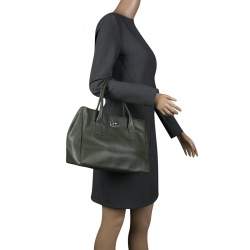 Pre Owned Furla Moosy Green Leather Appaloosa Tote