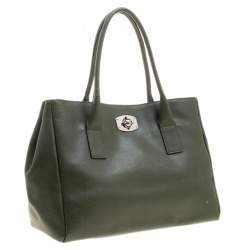 Pre Owned Furla Moosy Green Leather Appaloosa Tote