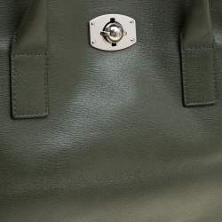 Pre Owned Furla Moosy Green Leather Appaloosa Tote