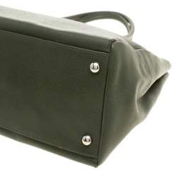 Pre Owned Furla Moosy Green Leather Appaloosa Tote