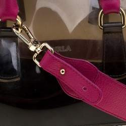 Pre Owned حقيبة فورلا كاندي تفاصيل فهد جلد ومطاط لامعة رمادية/ سوداء