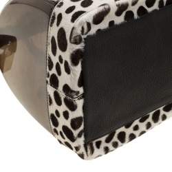 Pre Owned حقيبة فورلا كاندي تفاصيل فهد جلد ومطاط لامعة رمادية/ سوداء