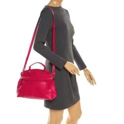 Pre Owned Furla Pink Leather Piper Top Handle Bag
