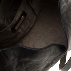 Pre Owned Furla Black And White Leather Top Handle Bag