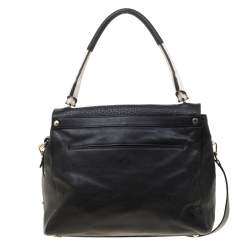 Pre Owned Furla Black And White Leather Top Handle Bag