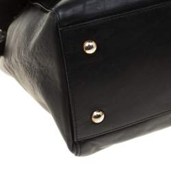 Pre Owned Furla Black And White Leather Top Handle Bag