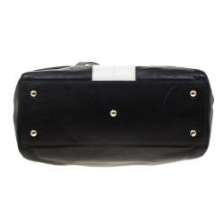 Pre Owned Furla Black And White Leather Top Handle Bag