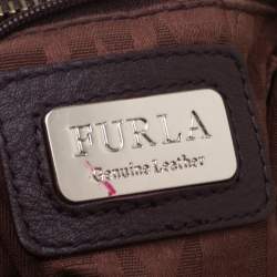 Furla Brown Crocodile Embossed Leather Hobo Bag