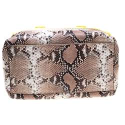 Pre Owned Furla Yellow/Beige Rubber and Python Embossed Candy Satchel