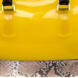 Pre Owned Furla Yellow/Beige Rubber and Python Embossed Candy Satchel