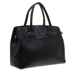 Pre Owned Furla Black Leather Linda Top Handle Bag