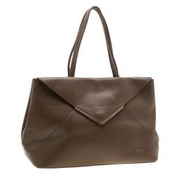 Pre Owned Furla Dark Beige Leather Kelis Tote