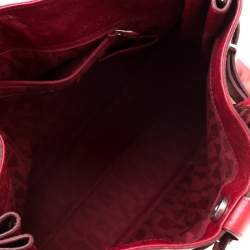 Pre Owned حقيبة يد فورلا غريتا كبيرة جلد نقش نعام حمراء