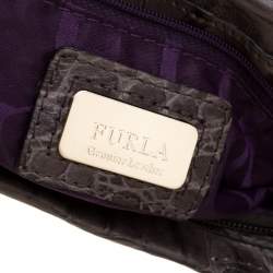 Pre Owned Furla Grey Croc Embossed Leather Tote