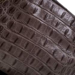 Pre Owned Furla Grey Croc Embossed Leather Tote