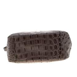 Pre Owned Furla Grey Croc Embossed Leather Tote