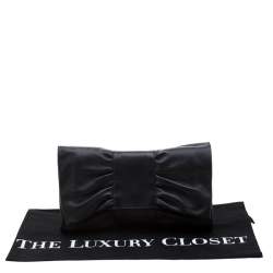 Pre Owned Furla Black Leather Bow Clutch