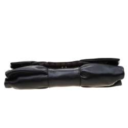 Pre Owned Furla Black Leather Bow Clutch