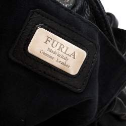 Pre Owned Furla Black Leather and Suede Bow Hobo