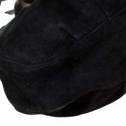 Pre Owned Furla Black Leather and Suede Bow Hobo