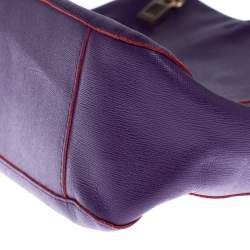 Pre Owned Furla Purple Leather Shopper Tote