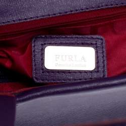 Pre Owned Furla Purple Leather Shopper Tote