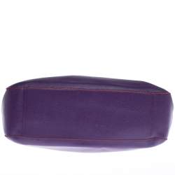 Pre Owned Furla Purple Leather Shopper Tote