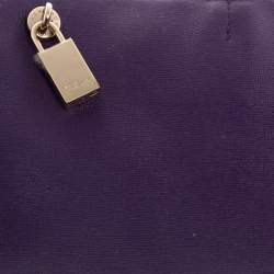 Pre Owned Furla Purple Leather Shopper Tote