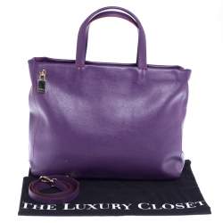Pre Owned Furla Purple Leather Shopper Tote